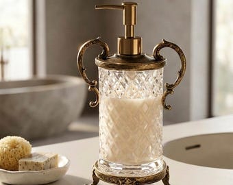Eleganter Seifenspender aus Glas 300ml Vintage Küche Badezimmer Arbeitsplatte Dekor