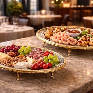 Plateau de service ovale doré de luxe, décoration de cuisine en acier inoxydable, cadeau de pendaison de crémaillère, anniversaire de mariage