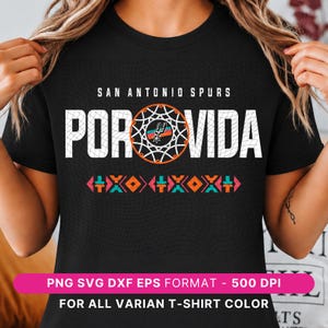 San Antonio Spurs Por Vida Retro Fiesta PNG Design (Digital Download)