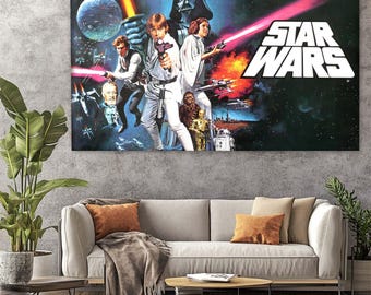 Star Wars, arte de ciencia ficción, decoración de lienzo de batalla espacial