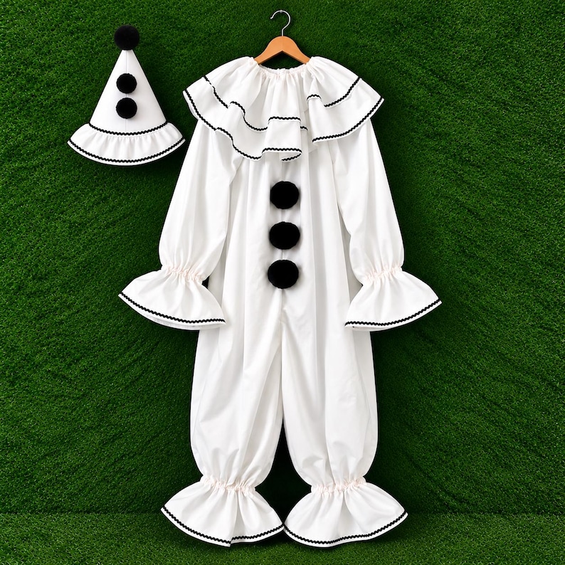 French Pierrot Clown Costume Two Tone Couples Jumpsuit Vintage Circus ...