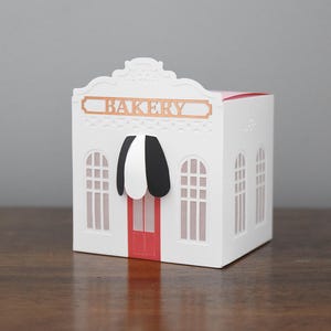 Plantilla SVG de caja de regalo de panadería para máquinas de corte: Pueblo navideño 3D (descarga digital)