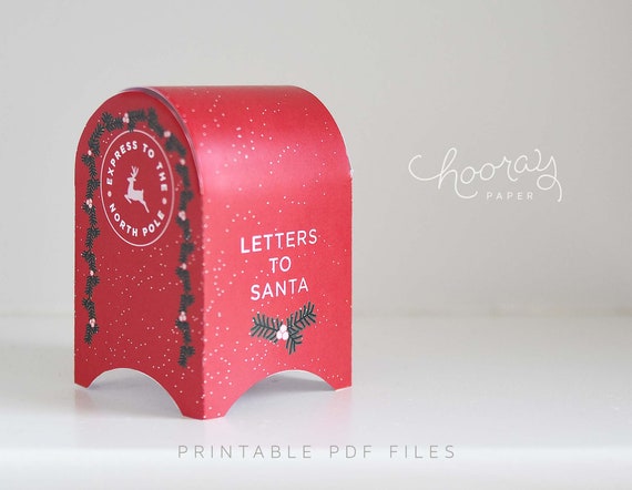 Letters to Santa Mailbox PDF Printable DIY / Christmas Holiday Home Decor 