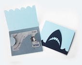 Shark SVG CUTTING FILES for Cricut, Silhouette / Gift Card Holder Template / Kid Birthday Party Gift / Thank You Card Template / Jaws, Fin