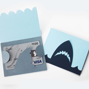 Shark SVG CUTTING FILES for Cricut, Silhouette / Gift Card Holder Template / Kid Birthday Party Gift / Thank You Card Template / Jaws, Fin
