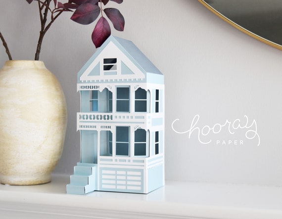 Painted Ladies House SVG Template: Victorian Paper Craft Christmas