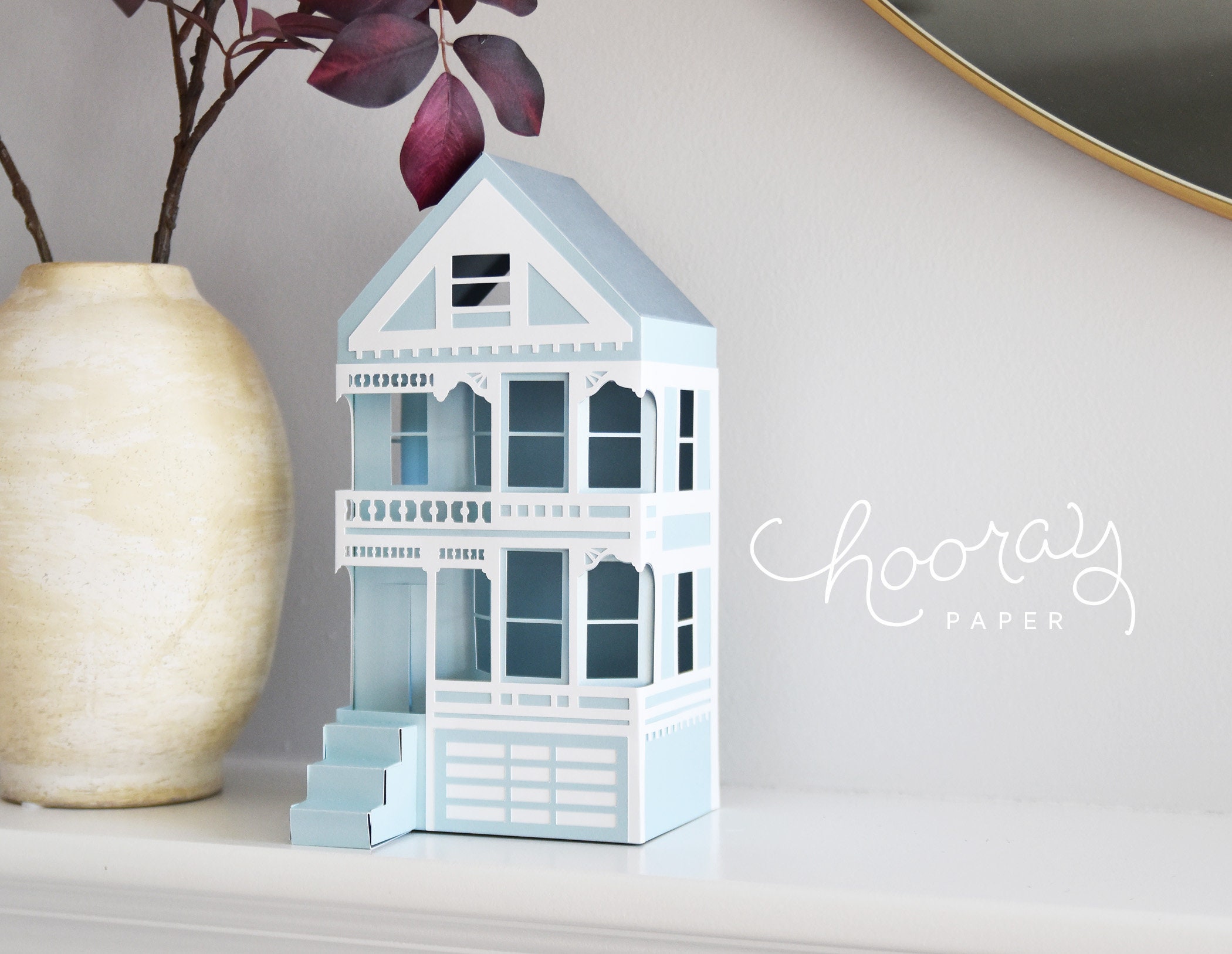 Painted Ladies House SVG Template: Victorian Paper Craft Christmas