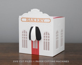 Bakery SVG Cutting Files for Cricut / Cute Cookie Gift Box Template / 3D Christmas Village Decor / Cupcake Box / Party Favor / Housewarming