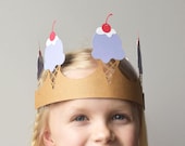 Ice Cream Princess Crown SVG Template | Summer Birthday King Party Hat (Digital Download)