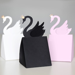 Archivos de corte SVG de caja de regalo con forma de cisne para Cricut, ScanNCut2, recuerdo de fiesta de cumpleaños de princesa niña, baby shower, decoración de recuerdo de boda