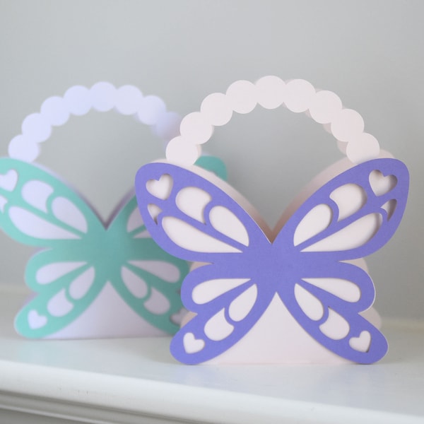 Butterfly Gift Box SVG Cutting Files for Cricut, Silhouette / Spring Birthday Party Favor Treat Bag Template / Fairy Tea Party Decoration