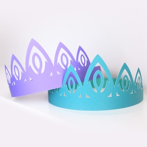 Fichiers de découpe SVG diadème de princesse pour Cricut, Silhouette | Modèle de couronne en papier 3D / Cadeau d'anniversaire artisanal pour enfant Couronne réglable bricolage