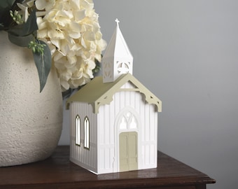 3D Paper Church SVG File for Cricut | Christmas Village Luminary Template (Digital Download)