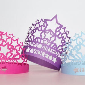 Princess Tiara SVG Template: Paper Birthday Crown Template, Add Custom Name (Digital Download)