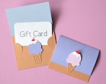 Porte-cartes cadeau crème glacée SVG, modèle de carte de remerciement d'été (téléchargement numérique)
