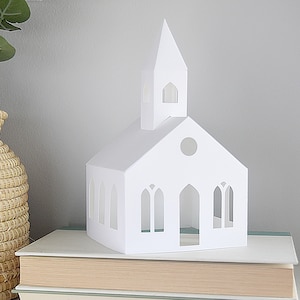 Kerk SVG-SNIJBESTANDEN voor Cricut, silhouet / 3D Little Paper House Model Home Decor / DIY Craft-sjabloon / Kerstdorp Luminary