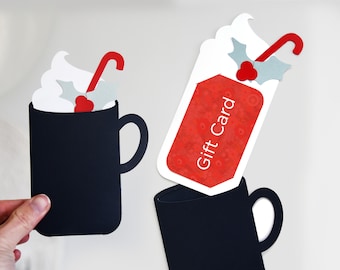 Christmas Coffee Mug Gift Card Holder Template SVG for Cricut (Digital Download)