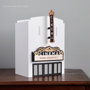 Paper House SVG CUTTING FILES for Cricut, Silhouette / Vintage Cinema Theater for Christmas Village / diy 3D Template / Retro Marquee Sign