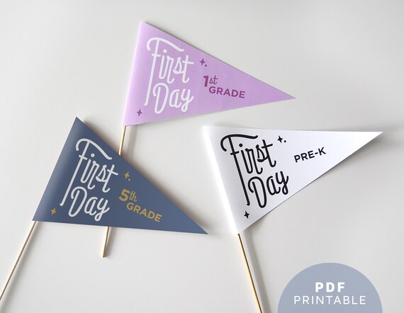 First Day of School Flag PDF Printable / Pre-k Kindergarten - Etsy