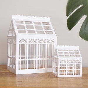 Fichiers de découpe SVG serre pour Cricut / modèle de maison en papier Putz 3D mignon décoration ou cadeau pour jardinier, plantureuse / village de Noël