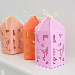 Papierlaterne SVG SCHNEIDDATEIEN für Cricut, ScanNCut2, Silhouette / Blumen Geschenkbox / Muttertagsgeschenk / Frühlingsblumen Dekor / Ostern