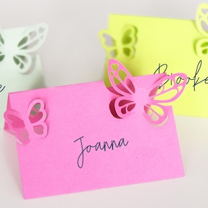 Marque-place Fichiers de découpe SVG pour Cricut, Silhouette / cadre de table papillon printanier / décoration de table de mariage / marqueur alimentaire pour baby shower
