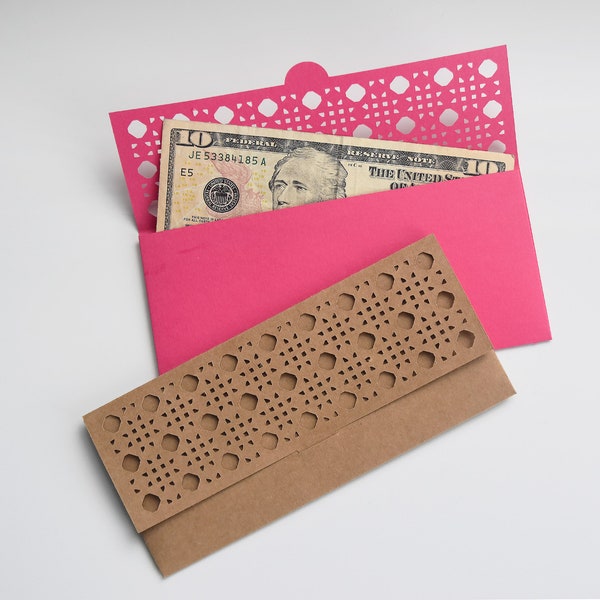 Money Holder SVG Cutting Files for Cricut / Boho Rattan Check Envelope for Birthday, Thank You, Anniversary, Wedding Card / Gift Card Holder