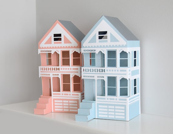 Painted Ladies House SVG Template: Victorian Paper Craft Christmas