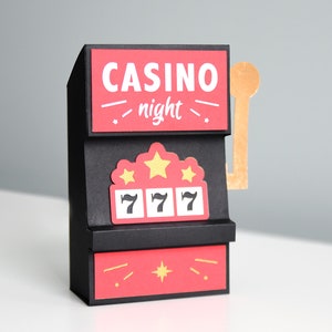 Casino Night SVG ARQUIVOS DE CORTE para Cricut 3D Slot Machine Vegas Party Theme Gift Box Template Decoração diy Tablescape Jackpot Poker Night