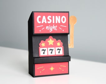 Casino Night SVG Cutting Files for Cricut / 3D Slot Machine / Bachelorette Vegas Birthday Party / Treat Gift Box Party Favor or Decoration