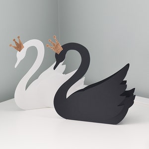 3D zwaan SVG-SNIJBESTANDEN voor Cricut / mooie geschenkdoos voor baby of huwelijksdouche / verjaardagsfeestje gunst tafeldecoratie plaatskaart ambacht