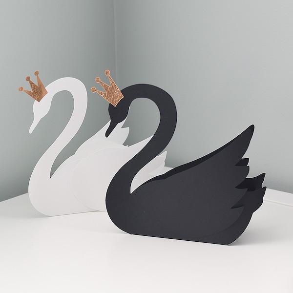 3D Swan SVG Cutting Files for Cricut, ScanNCut2, Silhouette / Gift Box for Baby or Wedding Shower / Birthday Party Favor / Table Decoration