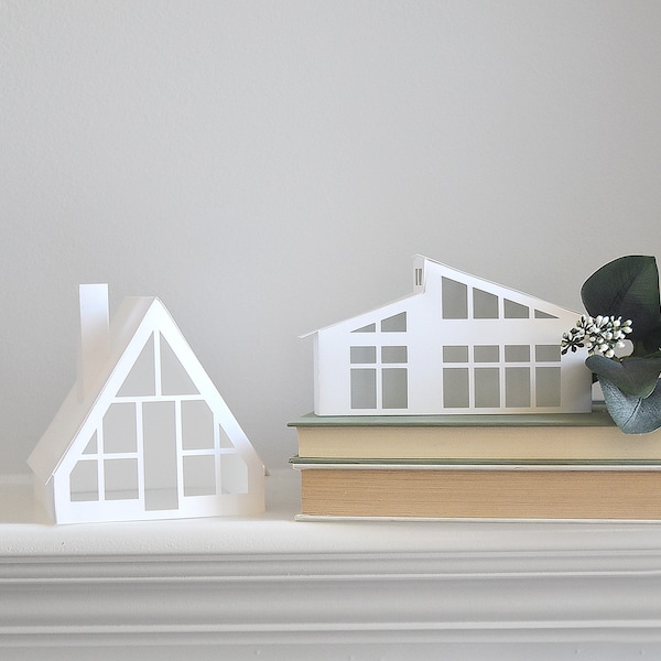 3D Papierhaus SVG Vorlage | A- Frame & Retro-Haus (Digital Download)