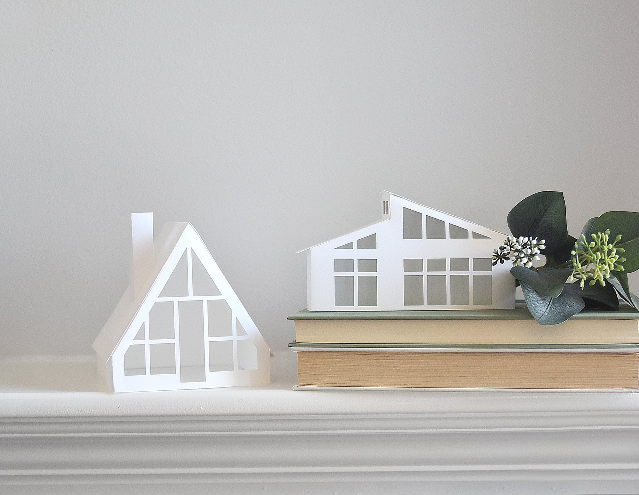 3D Paper House SVG Template | A-frame & Retro House (digital
