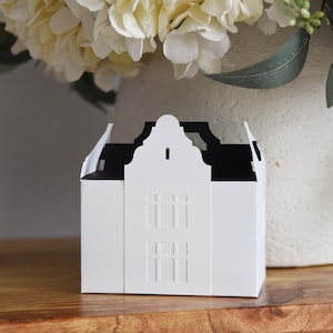 Archivos de corte SVG de caja de regalo de casa para Cricut / Casa de papel blanca moderna / Plantilla de obsequio de fiesta / Ideal para anfitrionas de bodas o baby shower