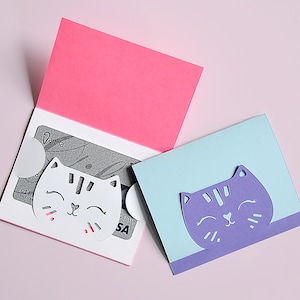 FILE DI TAGLIO SVG per porta carte regalo a forma di gatto per Cricut / dxf per Silhouette / Busta per biglietto di compleanno con gattino / Insegnante Grazie per amante dei gatti