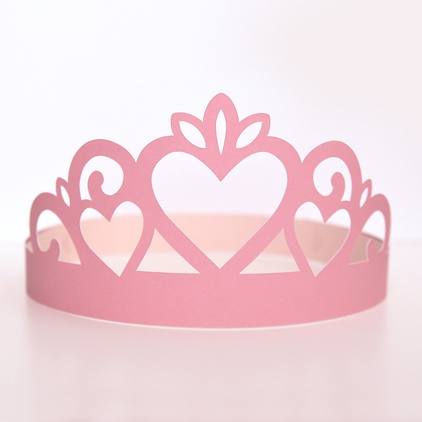 Princess Tiara SVG Cutting Files for Cricut, Silhouette, ScanNCut2 / 3D Queen Paper Heart Crown Template / Royal Kid Birthday Party Hat