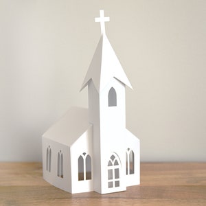 Kerk SVG-SNIJBESTANDEN voor Cricut, Silhouette / 3D Putz House / Christmas Village / 3D-sjabloon voor papier snijden / Little Wedding Chapel