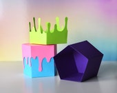 Slime Gift Box SVG CUTTING FILES for Cricut, Silhouette / Kid Birthday Party Favor Gift Box Template / Unique Treat Box Ooze Slime Drips
