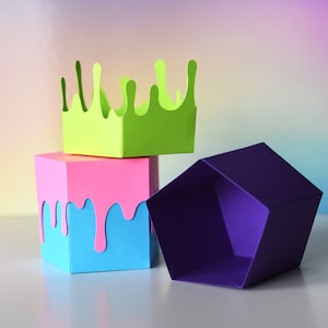 Slime Gift Box SVG CUTTING FILES for Cricut, Silhouette / Kid Birthday Party Favor Gift Box Template / Unique Treat Box Ooze Slime Drips