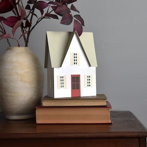 Archivos de corte SVG de casa para Cricut / Plantilla de papel 3D Little White Americana Putz / Pueblo navideño / Regalo de inauguración de la casa o de agente inmobiliario