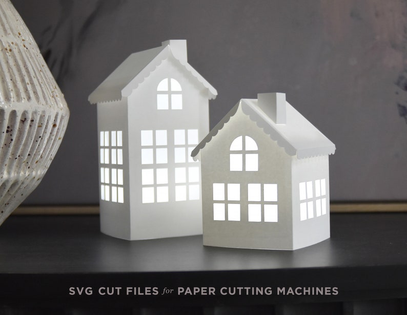 Ensemble de maison en papier 3D, fichiers de découpe SVG pour Cricut / fichiers de découpe DXF pour silhouette / modèle petite maison / décoration d'intérieur / cadeau pour agent immobilier image 4