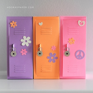 3D Locker SVG CUTTING FILES for Cricut / Unique Back to School or Graduation Gift Box / Includes Retro Daisy and Peace Decals / Teacher Gift