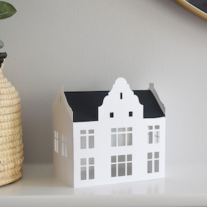 Plantilla de casa de papel SVG ARCHIVOS DE CORTE para Cricut Decoración moderna del hogar 3D Casa de campo en blanco y negro Kit de manualidades de bricolaje Inauguración de la casa Pueblo navideño