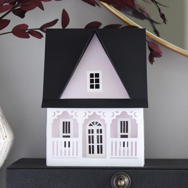 Viktorianisches Papierhaus SVG Vorlage: 3D Weihnachtsdorf (Digital Download)