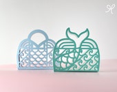 Mermaid Gift Box SVG CUTTING FILES for Cricut, Silhouette / Cute Jelly Bag Template, Set of 2 diy Unique Birthday Party Favor, Mermaid Tail