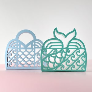 Pliki do cięcia Mermaid Gift Box SVG dla Cricut, sylwetka / słodki szablon torebki żelowej, zestaw 2 unikalnych upominków na przyjęcie urodzinowe, ogon syreny