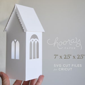 Paper House SVG Cutting Files for Cricut, ScanNCut2 / Set of 3 3D Putz House Templates for Home Decor, Luminary or Housewarming Gift image 3