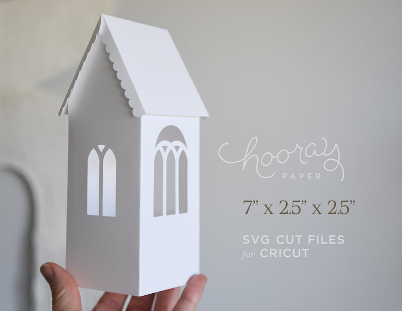 Paper House SVG Cutting Files for Cricut, ScanNCut2 / Set of 3 3D Putz House Templates for Home Decor, Luminary or Housewarming Gift image 3