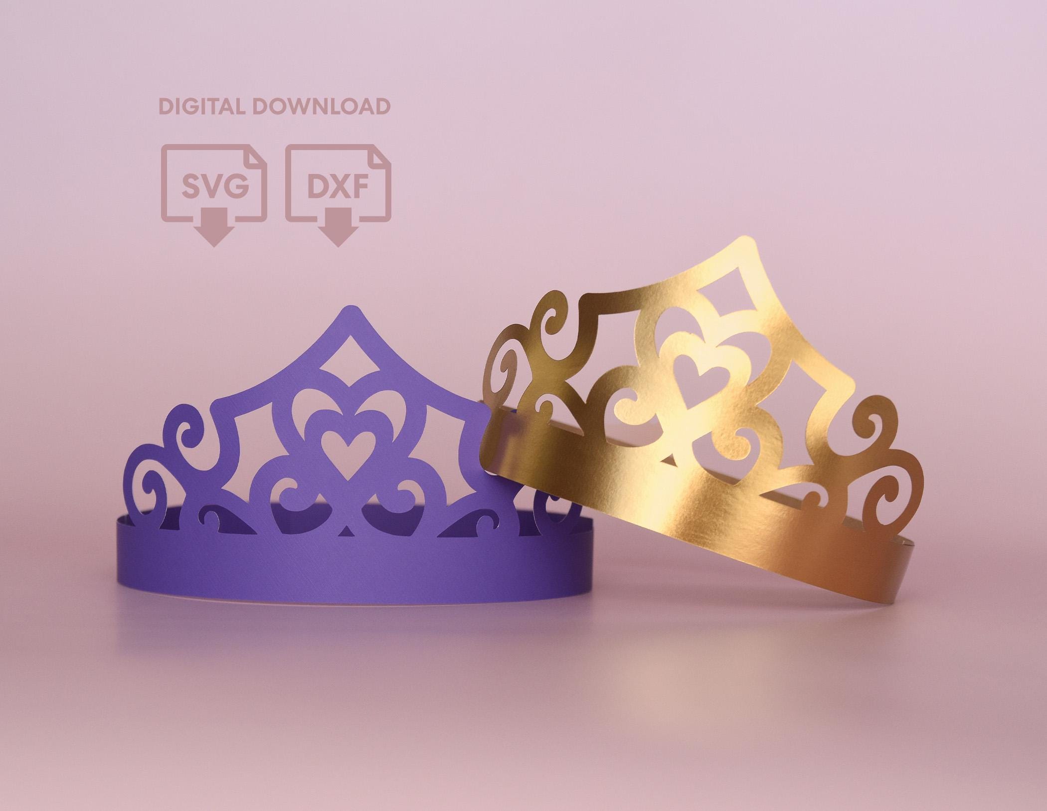 Princess Tiara SVG Template: Paper Crown Cutting Files for Cutting